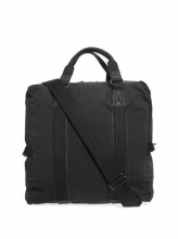 High quality big size fancy foldable black canvas leather travel bag