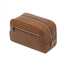 Wholesale good quality full grain leather mens travel toiletry wash bag