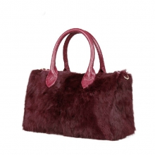 Factory price good quality luxury christmas gift fur bag leather for ladies