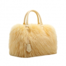 Newest design winter party luxury custom fur leather tote bag wholesale for woman 2015