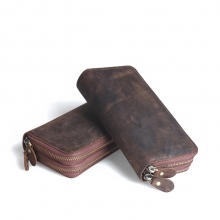 Big brand designer good quality crazy horse leather men's clutch bag