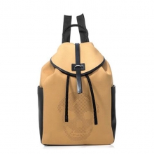 Famous design high end custom khaki canvas leather backpack for teens
