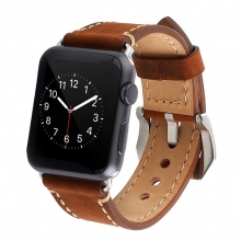 Factory price custom design brown crazy horse leather 38mm apple watch bands