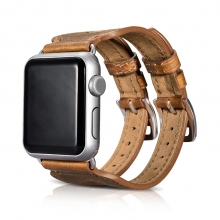 China factory custom design brown 38mm 42mm double belts real leather watch strap
