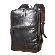 Sleek Vintage Black Leather Backpack for Stylish Men