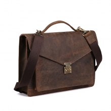 Amazon hot sale custom logo designer bag vintage crazy horse leather briefcase for business men