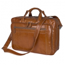 China manufacturer good quality large capacity tan color leather business bag for traveling