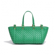  Chic Green Woven PU Leather Handbag for Women
