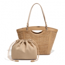 Customizable OEM Raffia Straw PU Beach Hand Bag for Women