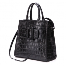 Hot selling fashion style black crocodile pattern leather purse designer bag for women