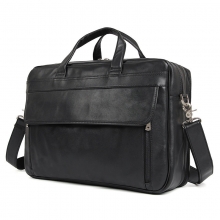 Guangzhou manufacturer custom design black leather men briefcase business travel bag