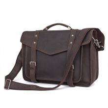 Low price good quality dark brown crazy horse leather messenger designer handbags