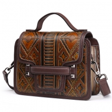 Manufacturer wholesale price good quality vintage brown leather hand bag women purse