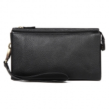 Manufacturer price high quality black genuine leather clutch bag leather cards wallet for men