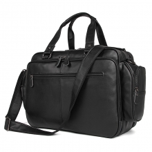 Factory price custom design black leather handbag large capacity leather men briefcase
