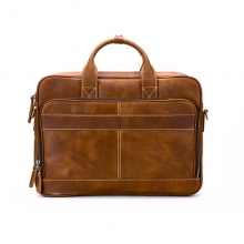 Custom design good quality vintage brown crazy horse leather laptop bag leather briefcase for men