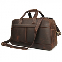 China factory low price large capacity vintage brown crazy horse leather travel bag duffle bag