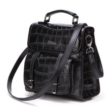 China factory new arrivel designer bag black crocodile grain leather backpack women's purse