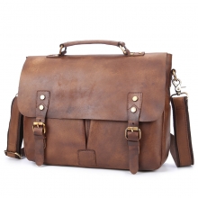 New arrival vintage style brown leather shoulder bag laptop bag leather briefcase for men