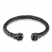 China manufacturer fashion accessories western style leather skull bracelet for men