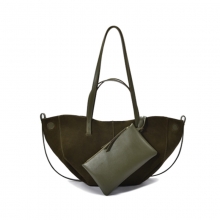 Stylish Premium Olive Suede Leather Handbags Women Tote Bag