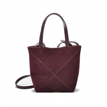 Custom Design Premium Suede Leather Tote Bag with Shoulder Strap