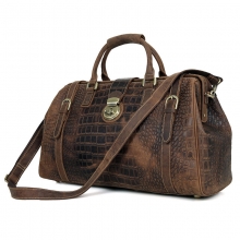 Good quality customized design retro brown crocodile grain leather doctor bag travel bag