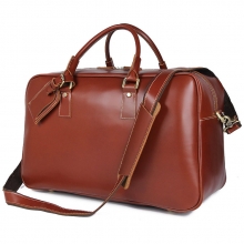 Factory price good quality reddish brown leather weekenders duffle bags for men 