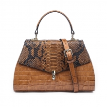2019 Hot selling luxury design python pattern leather ladies handbag women purse