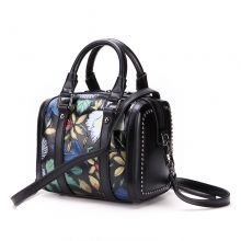 Handbag factory price new design fashion flowers printing leather women bag leather purse