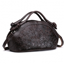 Custom order good quality cheap price dark brown genuine leather women tote bag