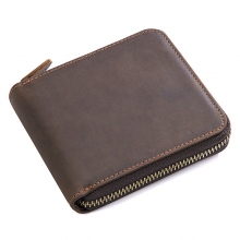 Hot selling classical design retro brown crazy horse leather wallet with coin pocket