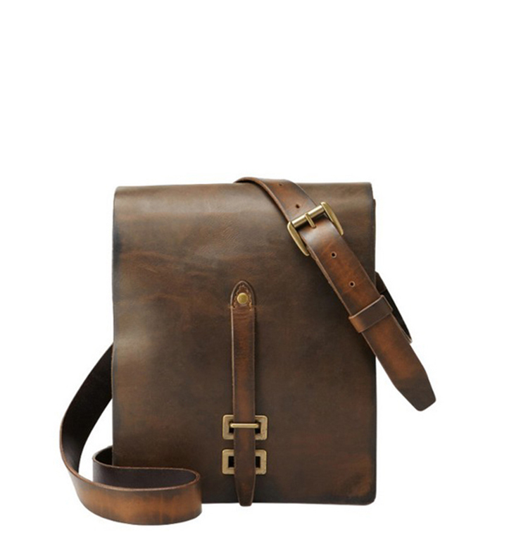 Famous vintage design high quality spain leather messenger bag for men