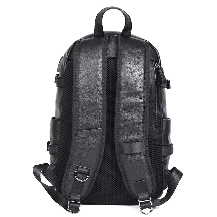 Newest design low price good quality black real leather laptop backpack ...