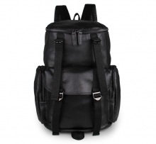 China wholesale custom black leather mens travel backpacks