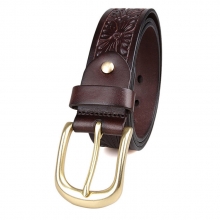 Factory custom design vintage style italy leather waist belt 3.5cm wide leather belt for men