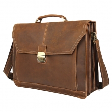 Hot selling high quality vintage brown crazy horse leather laptop bag leather briefcase for men